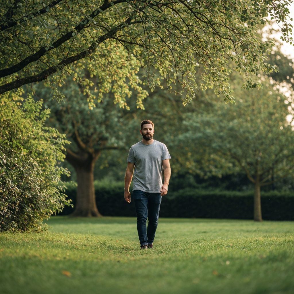 Peaceful walk through a green UK park space